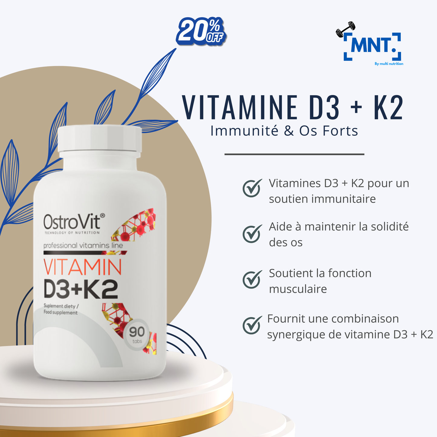 Vitamine D3 + K2 de OstroVit
